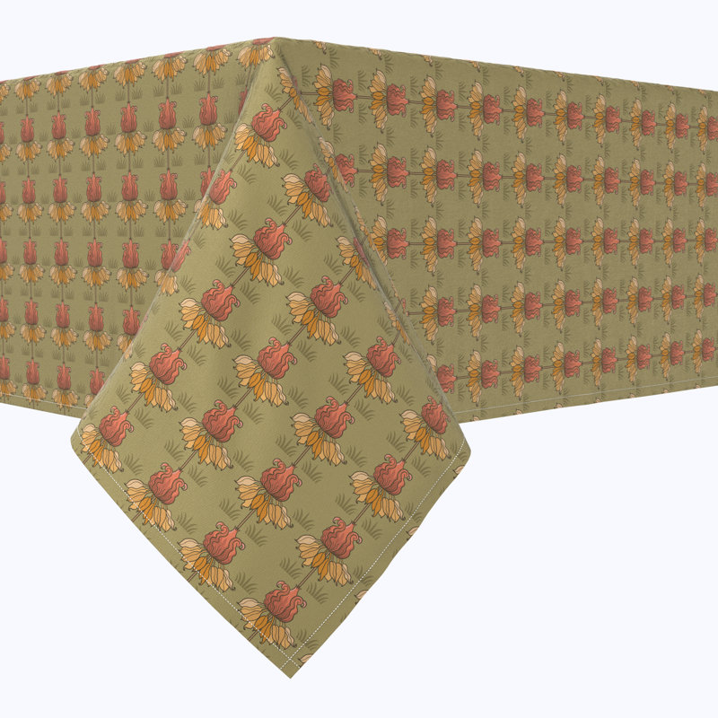 Rectangular Tablecloth, 100% Cotton, Floral 132, 104" x 52"