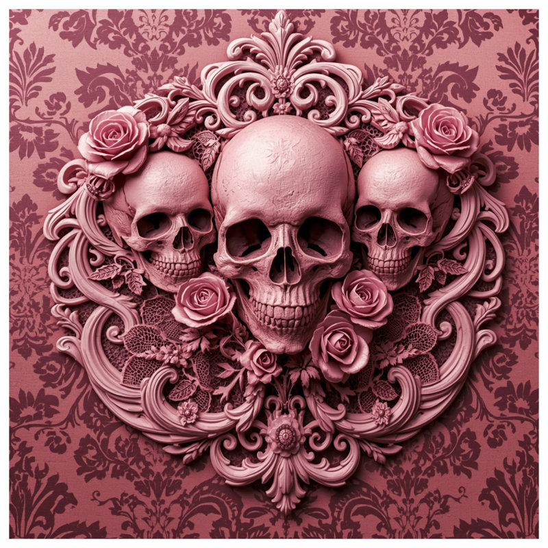 Tapis de bain Skulls With Pink Roses, L 24 po x L 17 po