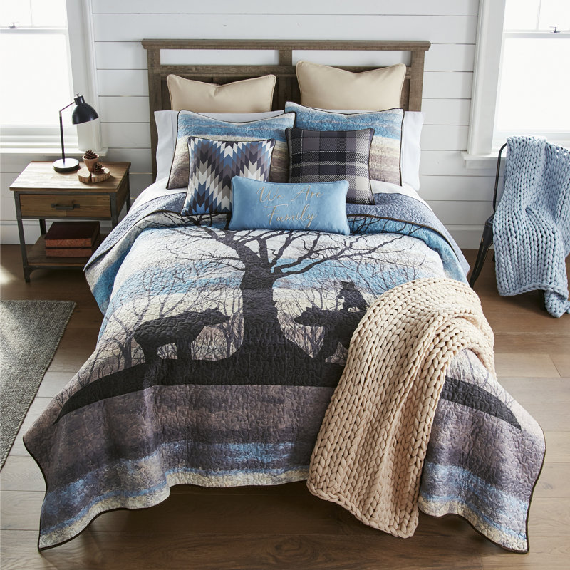 Bear Hill Geometric Blue and Taupe Square Throw Pillow