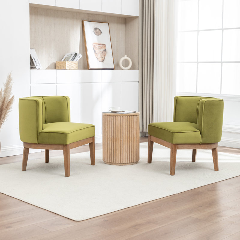 Fauteuil demi-tonneau Karoll, Velours olive, 2