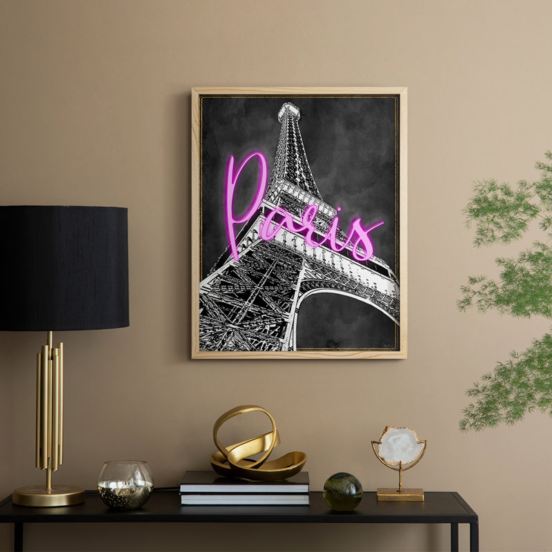 «Neon Nights In Paris», reproduction encadrée - bois massif, H 11 po x l 9 po