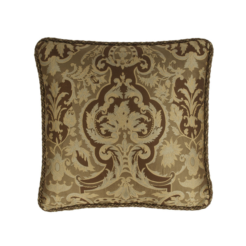 Botticelli 20-Inch Gold and Brown Jacquard Pillow