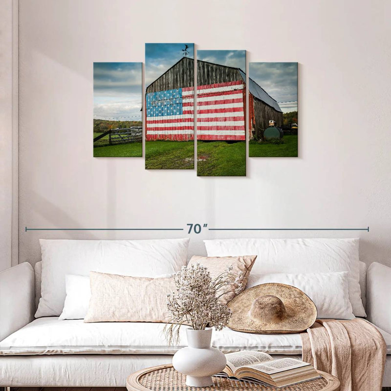 Borges American Flag On Barn, 27" H x 43" W
