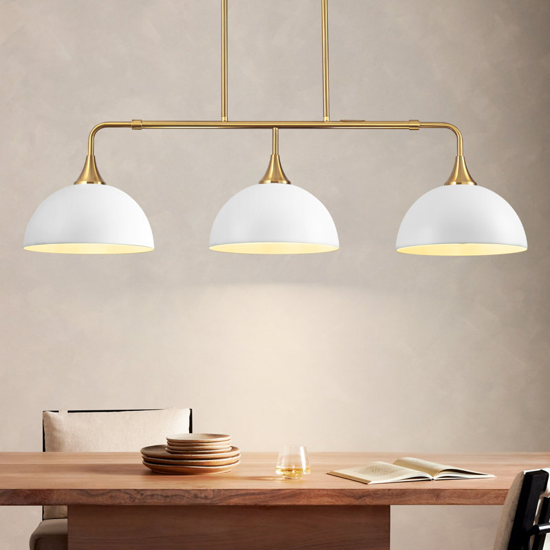 Luminaire suspendu pour îlot de cuisine à 3 lumières à intensité variable Dome, Blanc