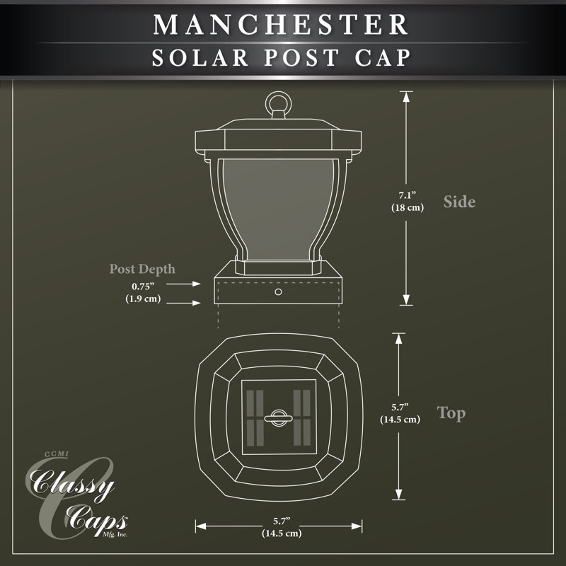 CLASSY CAPS Manchester 4 in. x 4 in. Dark Bronze ABS Plastic Outdoor LED Solar Post Cap (2-Pack)