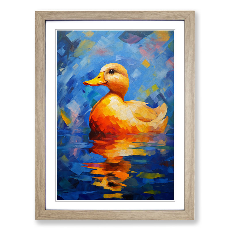 Duck Orphism No.2 - Single Picture Frame Print on Wood, Oak Framed, 34cm H x 25cm W
