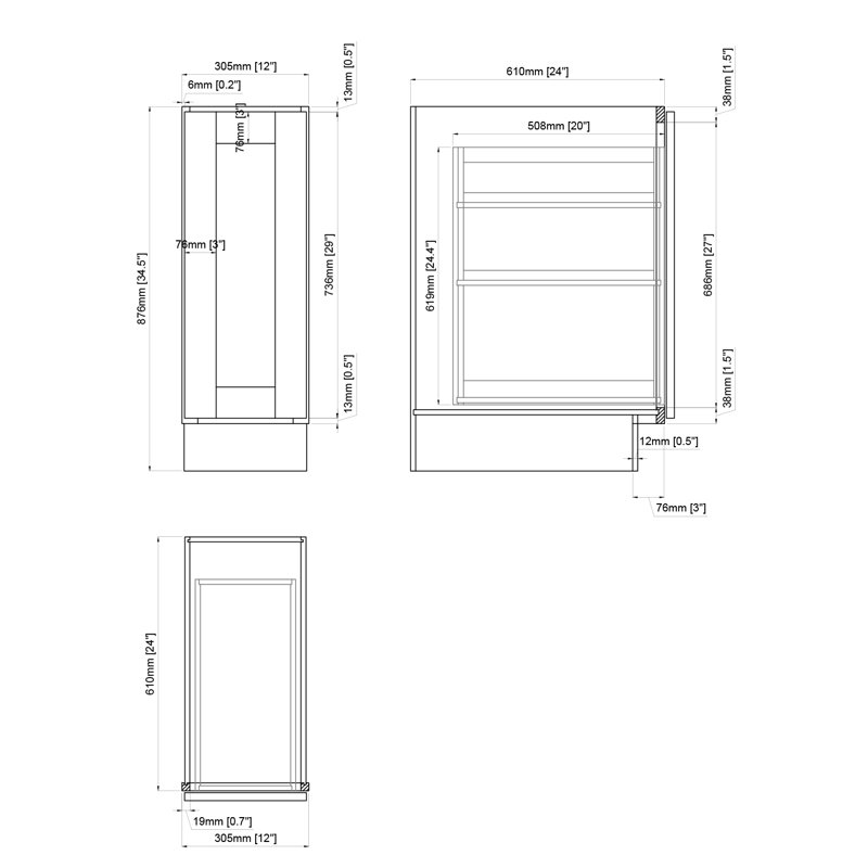 Armoire à épices Base, Gris, 12" W x 34.5" H x 24" D