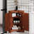 Brown Triangle Bathroom Storage Cabinet With Adjustable Shelves, Freestanding Floor Cabinet For Home Kitchen-1254954507