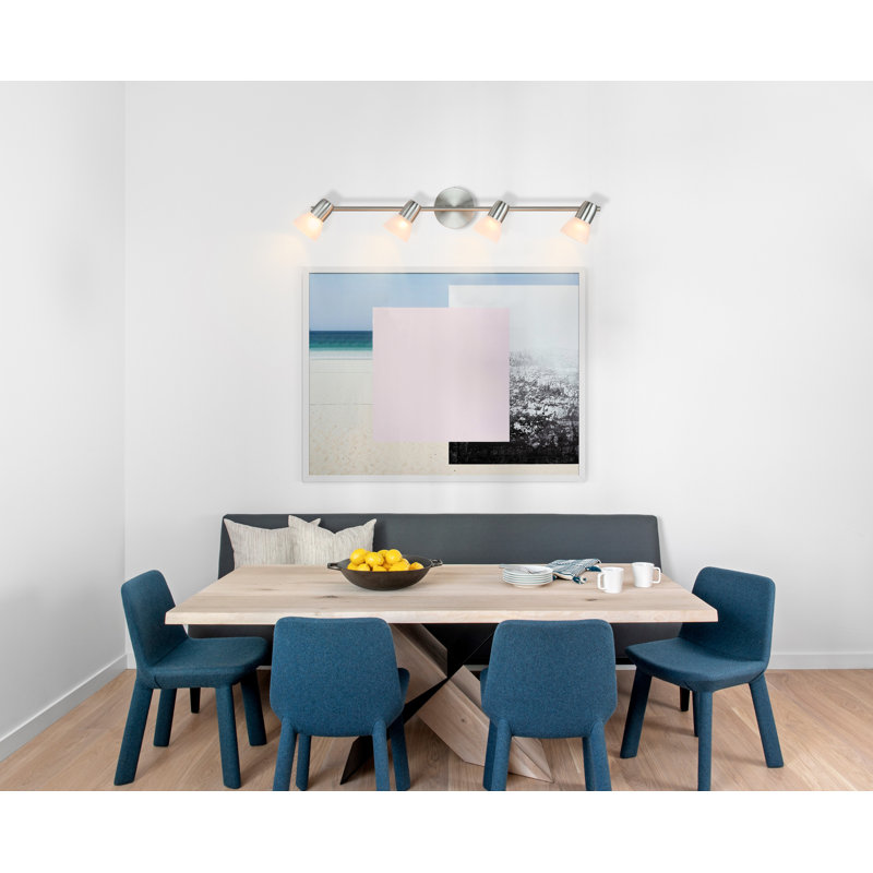 Brushed Nickel 4-Light Modern Track Lighting with Glass Shades