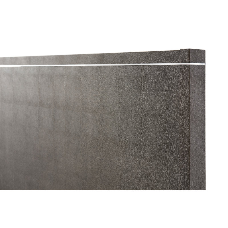 Gray Upholstered King Platform Bed with Metal Frame and Headboard