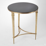 Round French Square Leg Table-Nickel