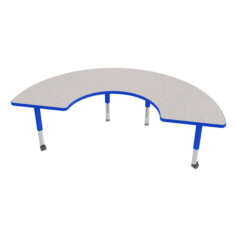 Table d'activité de classe d'âge préscolaire à hauteur réglable avec roulettes, Gris nebula, Bleu