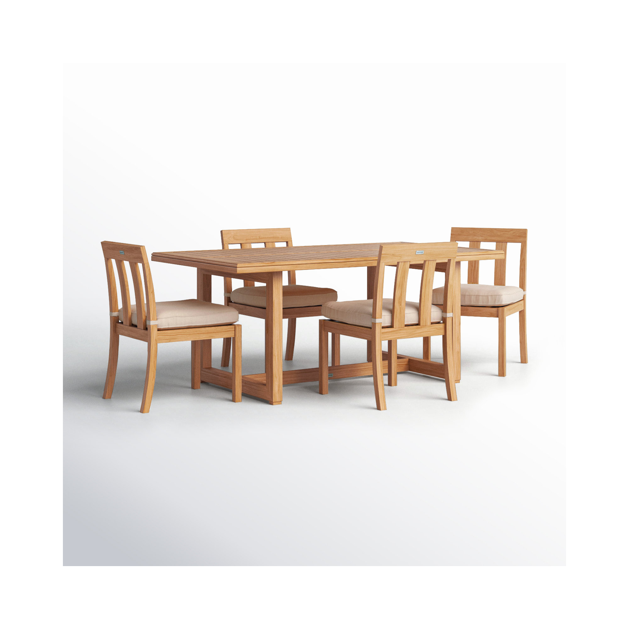 Melrose 4-Person Teak Outdoor Dining Set, Beige