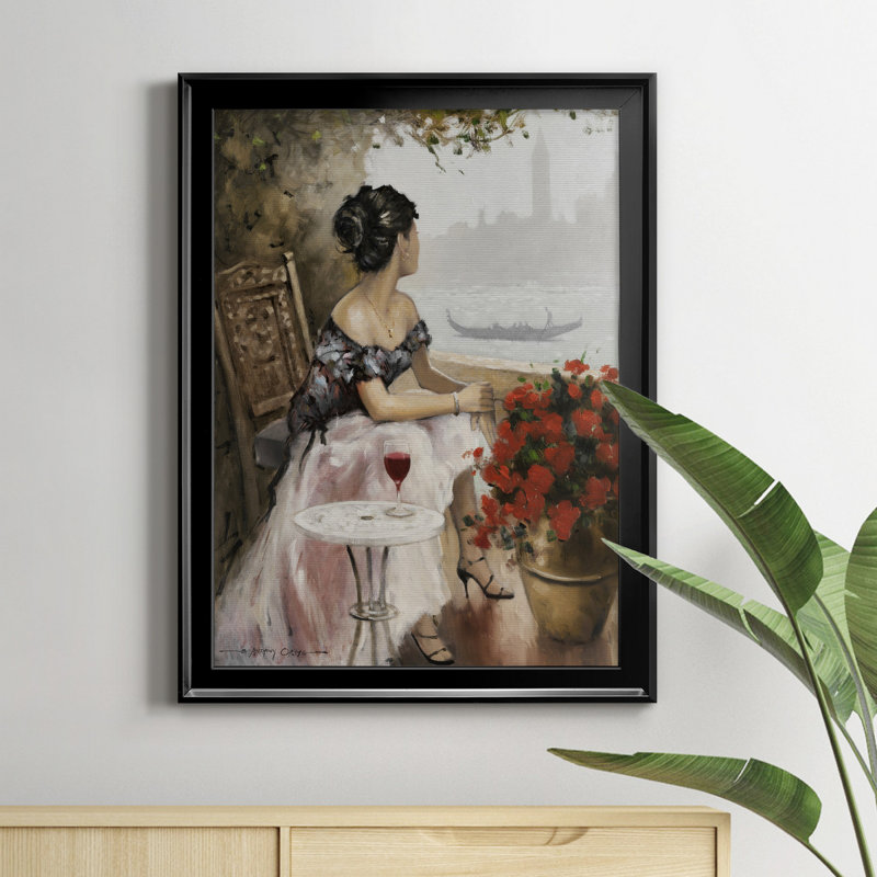 Après-midi sur le canal - Peinture sur toile encadrée, H 22,5 po x l 30,5 po x P 1,5 po, Cadre noir