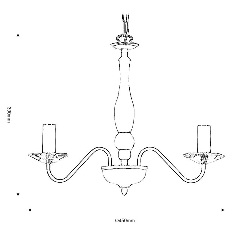 Francine 3 - Light Candle Style Chandelier, Antique Brass