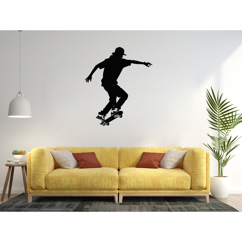 Adhésif mural SKATEBOARDER, Rouge, H 20 po x l 17 po