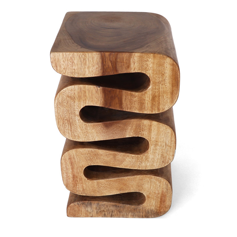 Table de bout abstraite en bois massif de 19 po de hauteur Betteanne