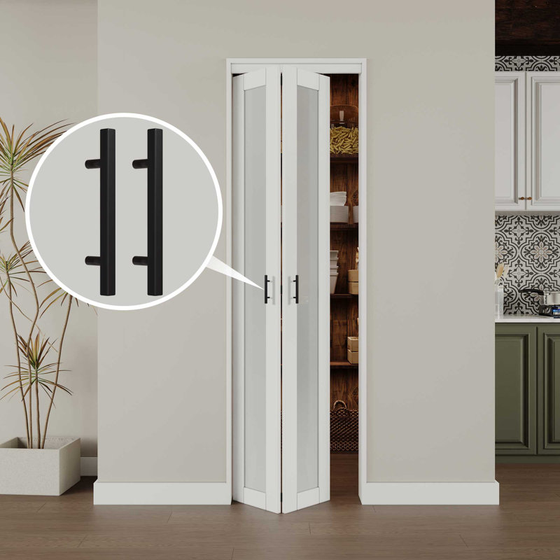 24 in. x 80 in. White Frosted Glass Solid Core MDF Bifold Door
