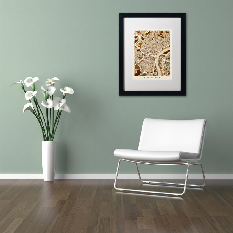 « philadelphia street map ii », reproduction d’impression sur toile encadrée, H 14 po x l 11 po x P 0,5 po