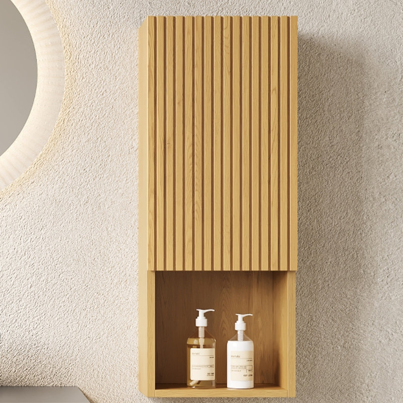 59" Tall Bathroom Cabinet With Doors And Shelves - Narrow Storage In Oak For Living Rooms Laundry Resistance