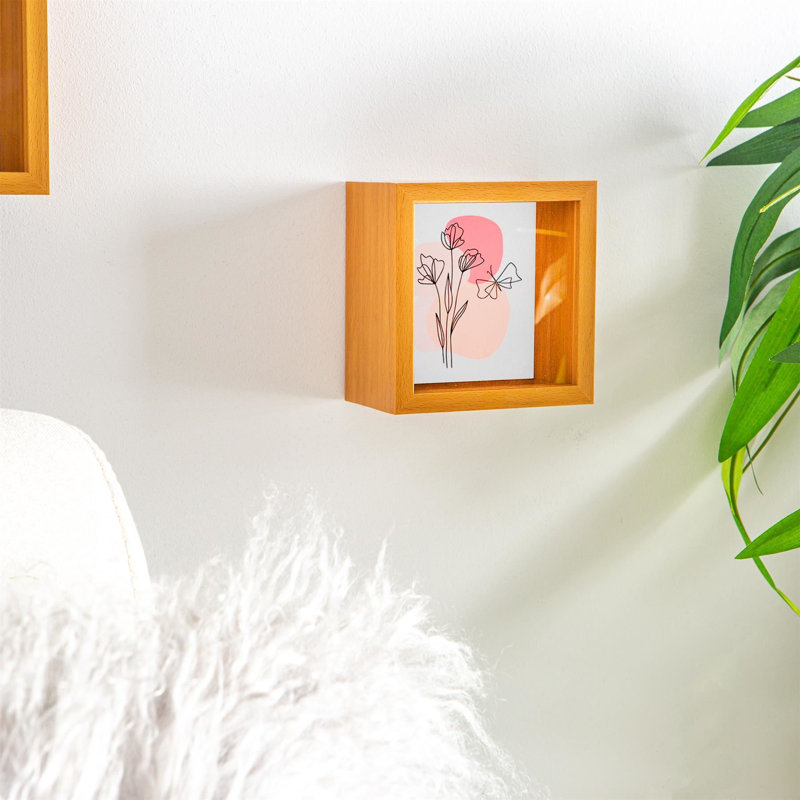 Nicola Spring - 3D Deep Box Photo Frames, Light Wood, 10cm x 10cm