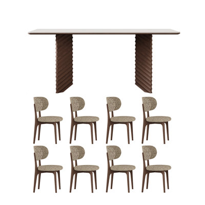 Home white rock slab rectangular dining table set