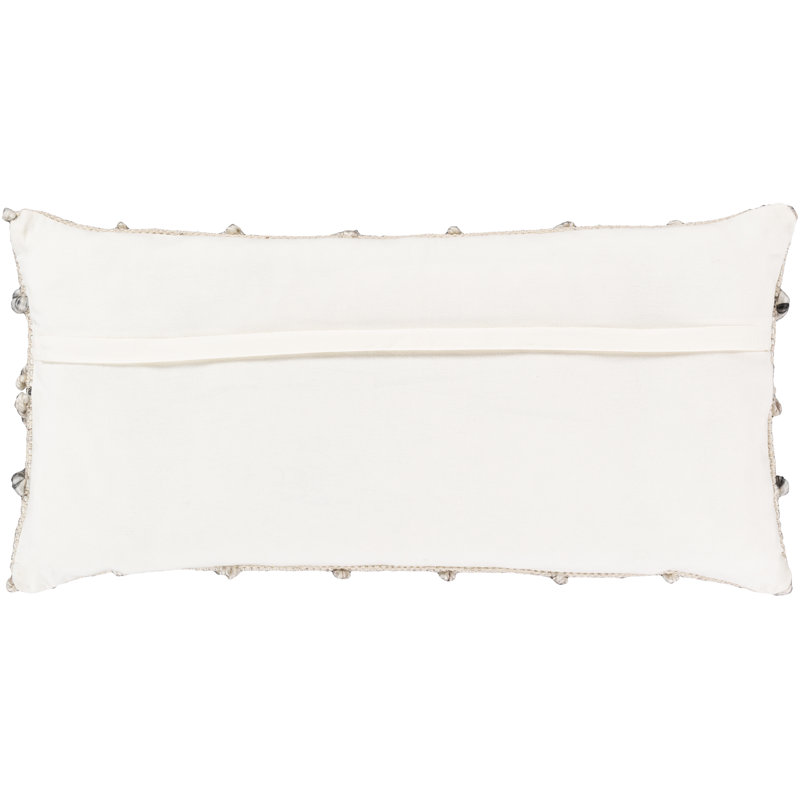 Anders Embroidered Beige Cotton Blend Throw Pillow