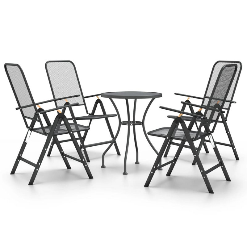 Ensemble de table de salle à manger d'extérieur 5 pièces Zofi, pliable, gris