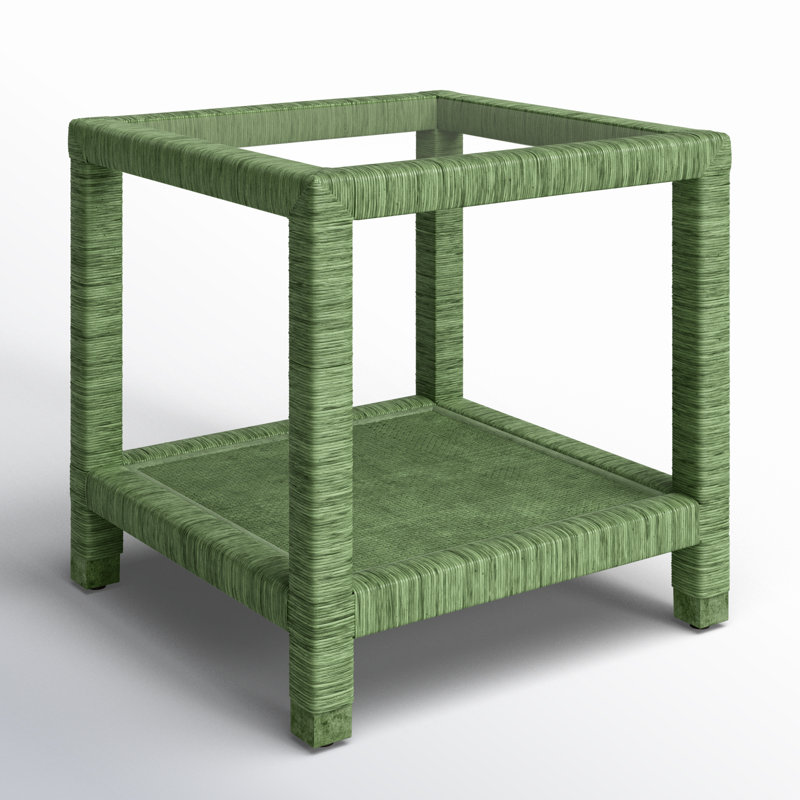 Pine Isle Glass End Table, Celery