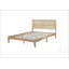 Lit Queen Size en bois massif avec tête de lit en rotin et pieds de soutien renforcés pour plus de durabilité et de style