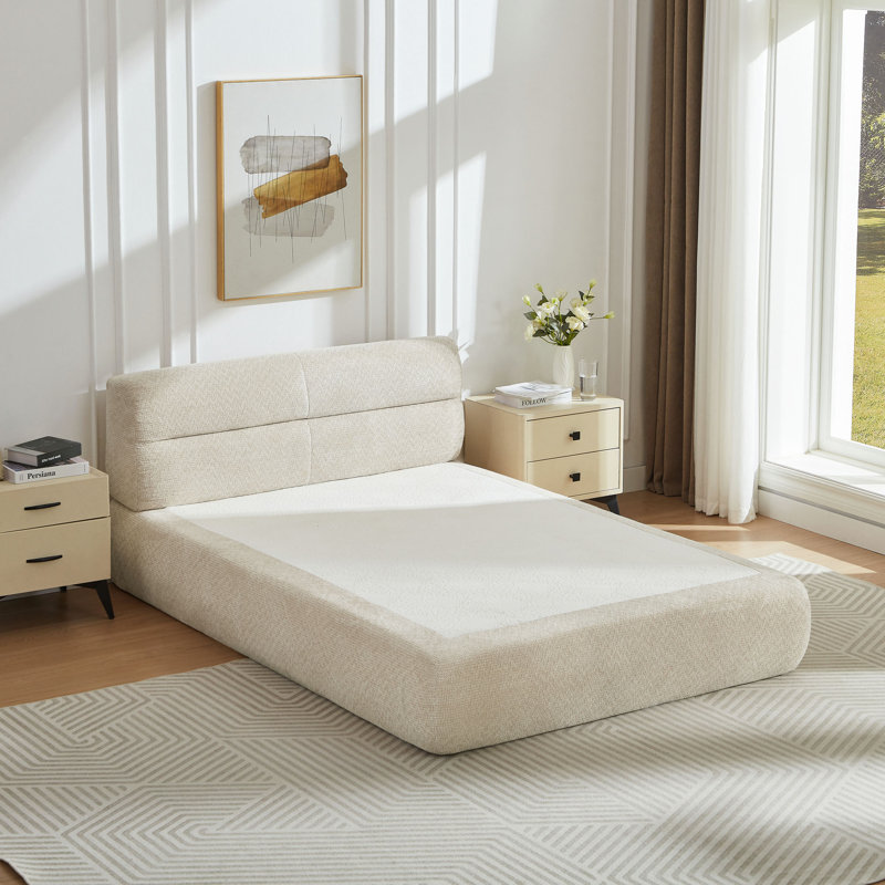 Compressible Chenille Bed For Living Room,Apartment, Kaki pâle