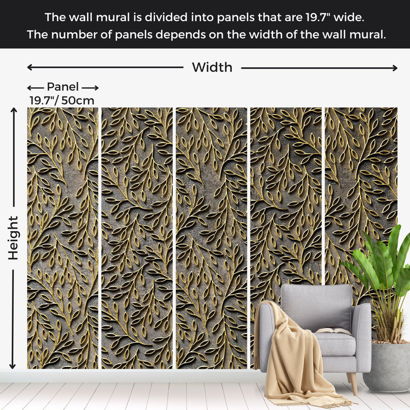 Papier peint Surface Texture - décorations dorées, L 55 po x l 78 po