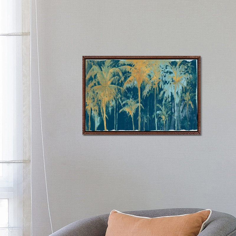 Teal And Gold Palms by Patricia Pinto - Floater Frame Gallery-Wrapped Canvas Giclée on Canvas
