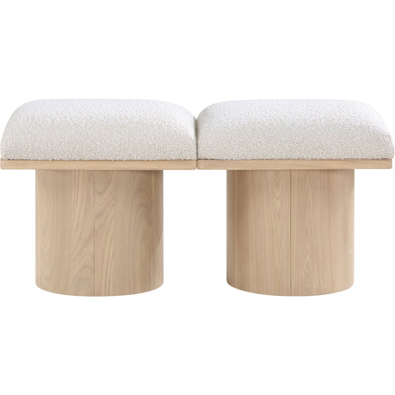Husnan Boucle Upholstered Bench, 17.5" H x 36" W x 15.5" D, Natural, Cream Boucle Fabric