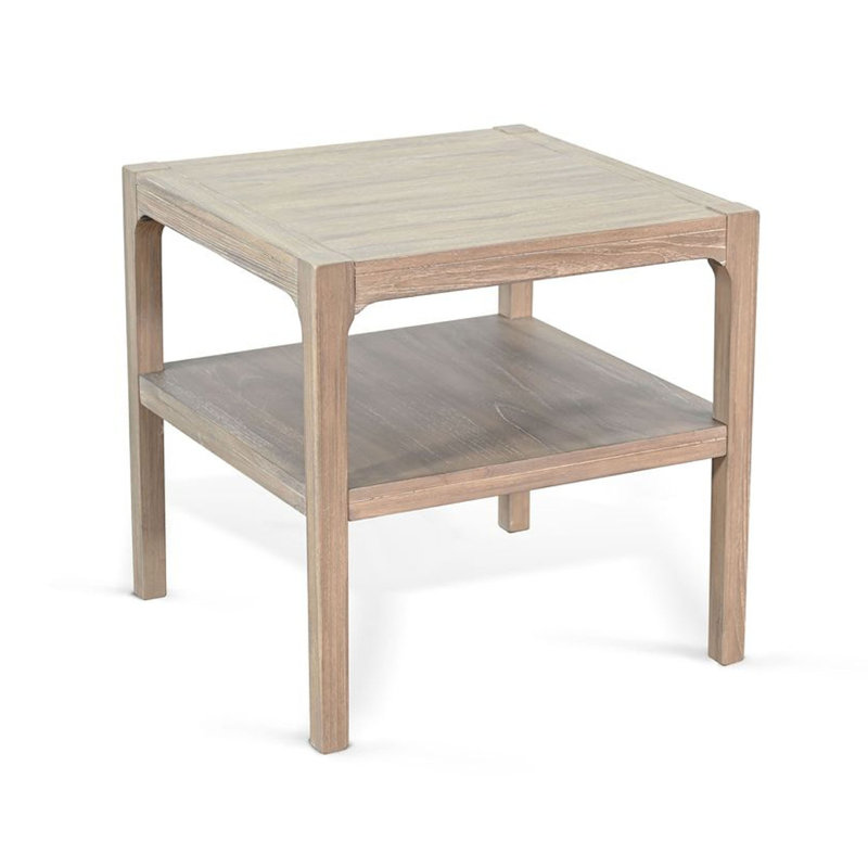 Table d'appoint latérale avec tablette inférieure, plateau carré de 24 pouces, brun naturel