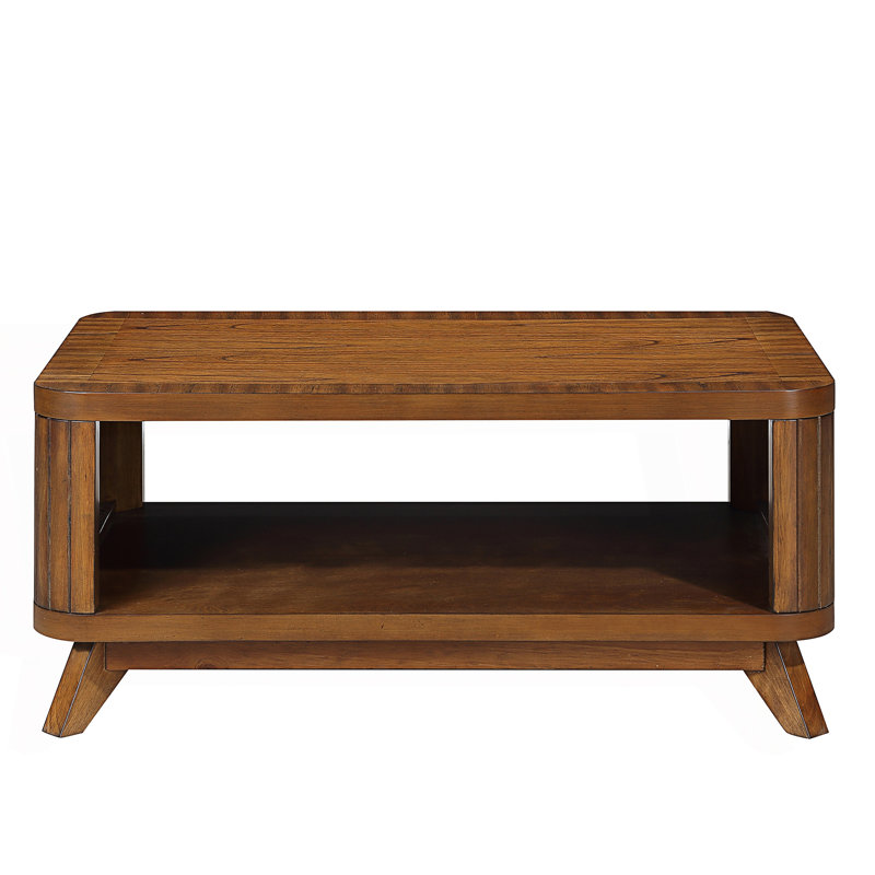 Table basse rectangulaire, table basse, table centrale, table à thé avec tablette de rangement ouverte, table basse, Noyer