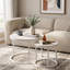 Table basse gigogne, ensemble de 2 tables basses rondes de 23,6 po, ensemble de tables gigognes en bois avec structure en métal, tables d'appoint pour le salon, la chambre et le balcon, blanc