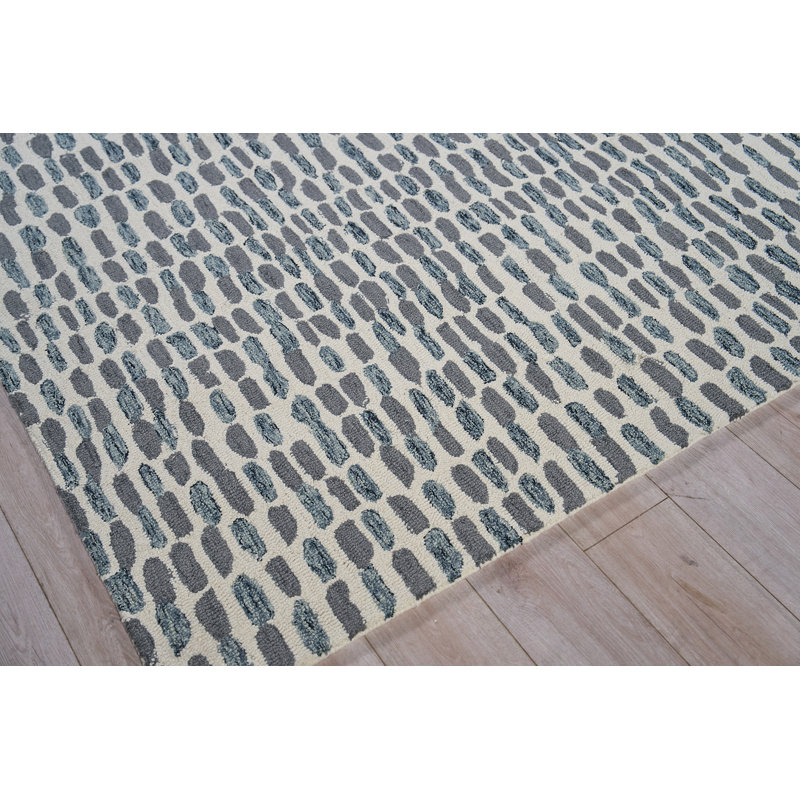 Ink Blot Wool Area Rug in Black/Gray, Rectangle 5' x 8'