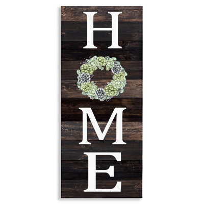 «Welcome Home Sign Green Succulent Wreath Greeting» par Kim Allen - impression d'art graphique