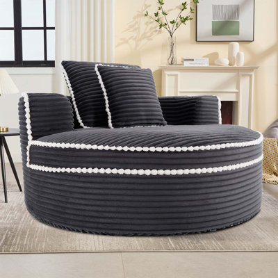 Canapé-lit rond en mousse à mémoire de forme et modulaire, parfait pour le confort et la polyvalence du salon, comprend deux coussins, gris foncé