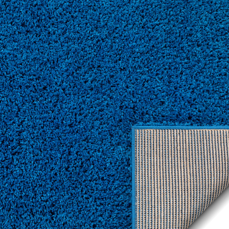 Dark Blue Luxe Shag Rectangular Area Rug 63"L x 47"W