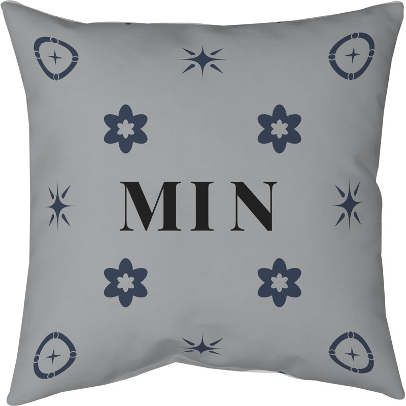 Coussin en coton Minneapolis, Minneapolis bleu marine / blanc / vert, H 14 po x l 14 po