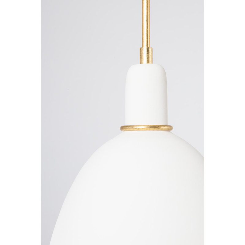 Gold and White Ceramic Dome Pendant Light with LED