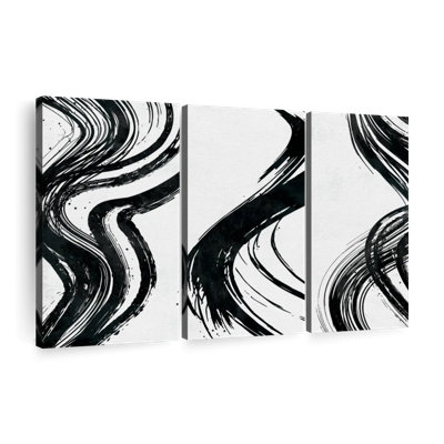 Impression sur toile Wispy Black Brush Strokes