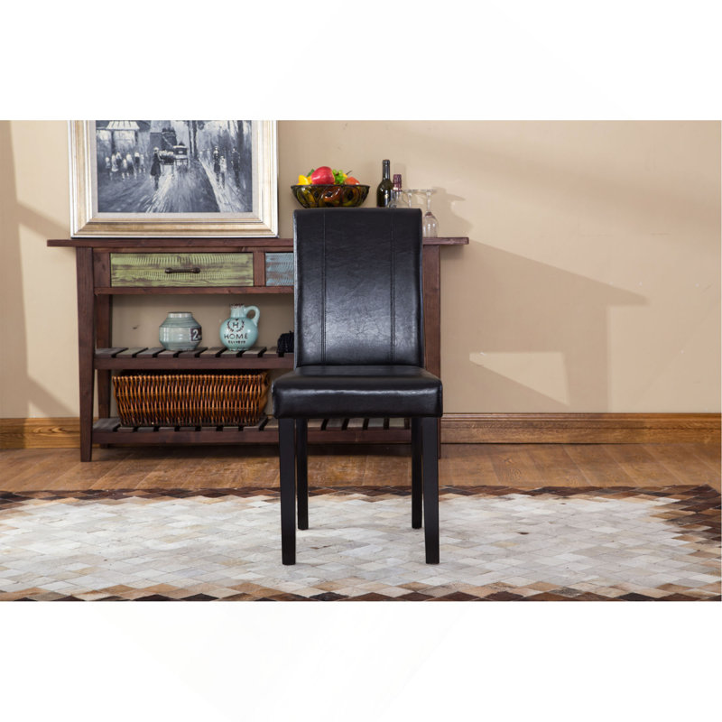 Chaise Parson rembourrée en similicuir de style urbain Urban, ensemble de 2, Noir