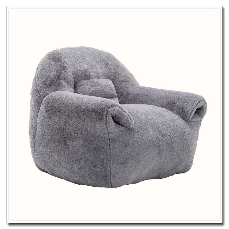 Faux Fur Bean Bag Chair, Dark Gray