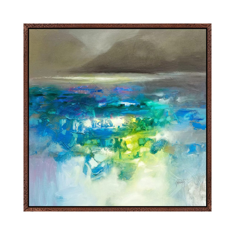 Fluid Dynamics I by Scott Naismith - Painting on Canvas, 45.72 cm H x 45.72 cm W, Classic Brown Wood Framed