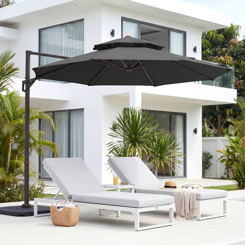 Parasol en porte-à-faux Pulk, Gris, L 132 po x P 132 po