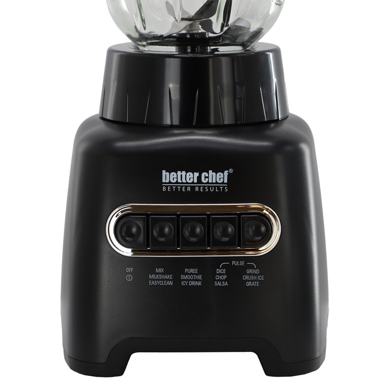 Better Chef 500-Watt Glass Jar 12 Preset Function Blender in Black