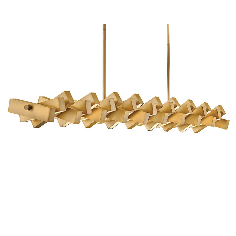 Stitch Steel Dimmable LED Chandelier, Lacquered Brass